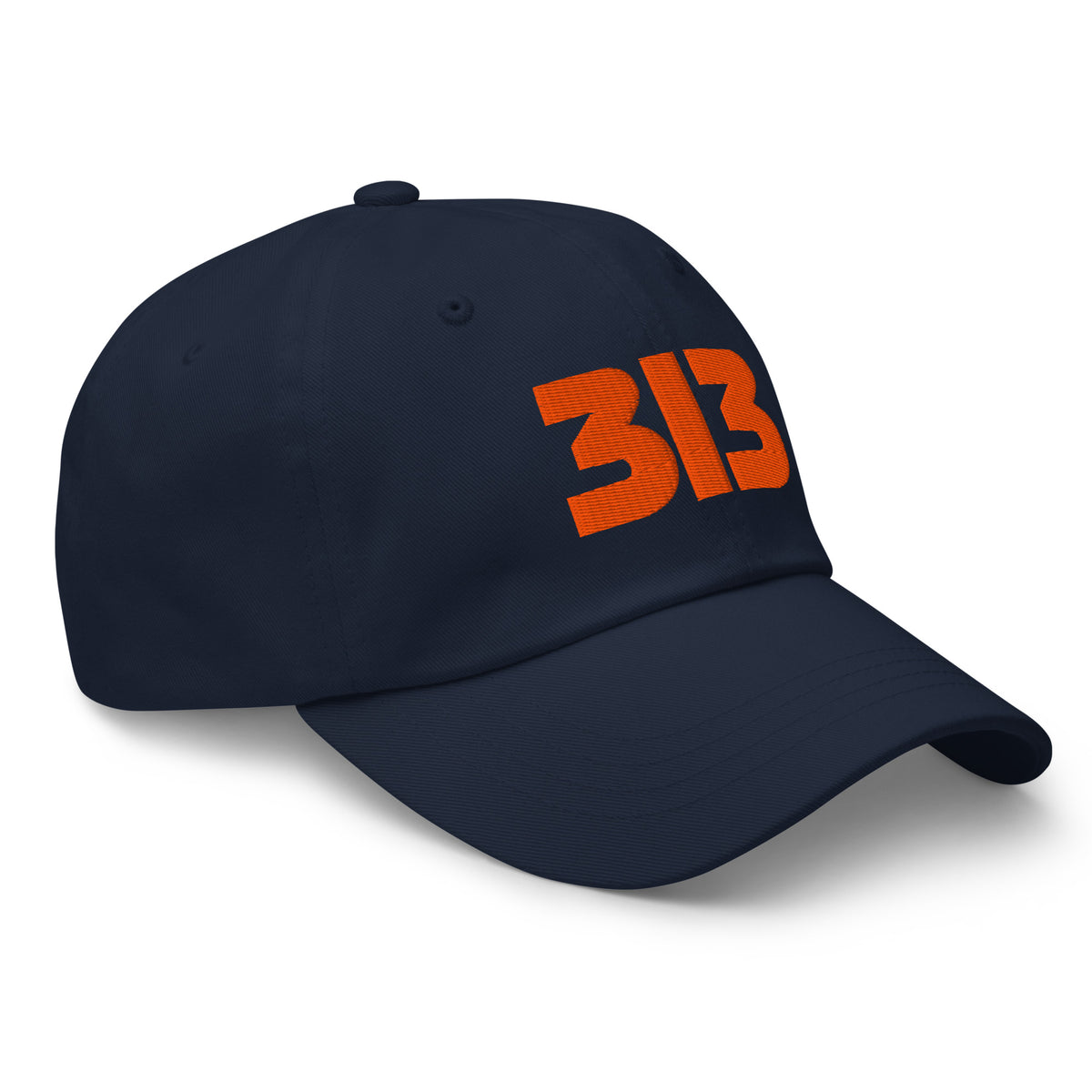 313 Detroit Embroidered Dad Hat - Navy / Orange Dad Hat