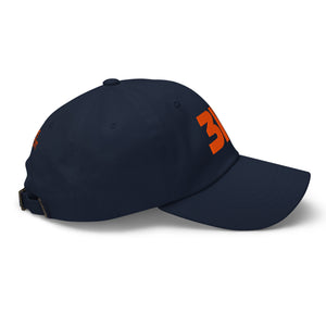 313 Detroit Embroidered Dad Hat - Navy / Orange Dad Hat