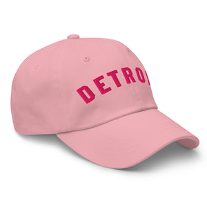 Detroit Classic Embroidered Cotton Twill Dad Hat - Pink / Hot Pink Dad hat