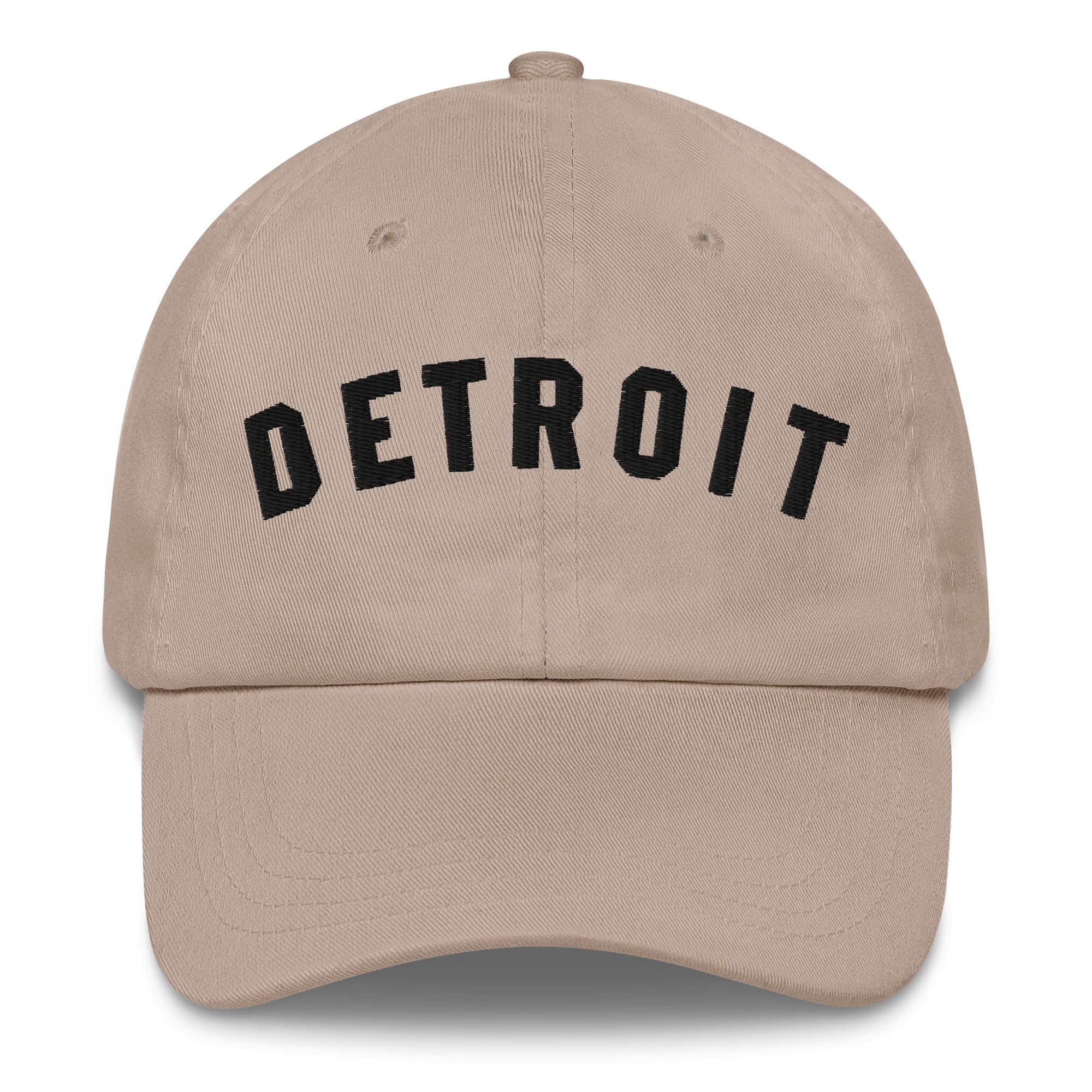 Detroit Classic Embroidered Cotton Twill Dad Hat - Stone / Black Dad Hat