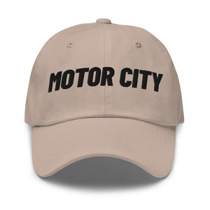 Motor City Embroidered Cotton Twill Dad Hat - Stone / Black Dad Hat Default Title