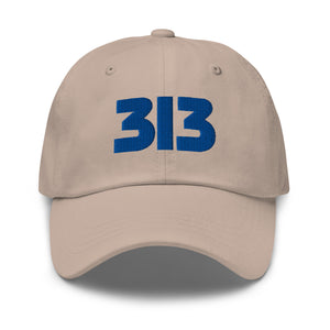 313 Detroit Embroidered Dad Hat - Stone / Blue Dad Hat Default Title