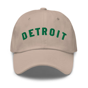 Detroit Classic Embroidered Cotton Twill Dad Hat - Stone / Irish Green Default Title