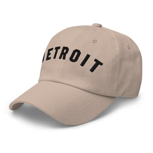 Detroit Classic Embroidered Cotton Twill Dad Hat - Stone / Black Dad Hat