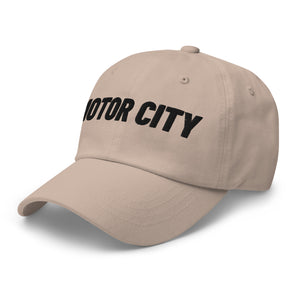 Motor City Embroidered Cotton Twill Dad Hat - Stone / Black Dad Hat