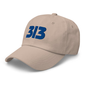 313 Detroit Embroidered Dad Hat - Stone / Blue Dad Hat