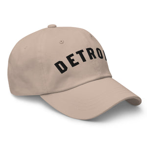 Detroit Classic Embroidered Cotton Twill Dad Hat - Stone / Black Dad Hat