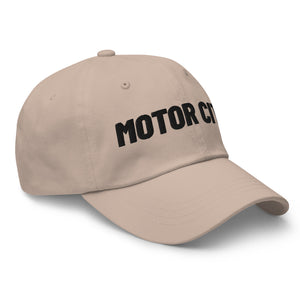 Motor City Embroidered Cotton Twill Dad Hat - Stone / Black Dad Hat