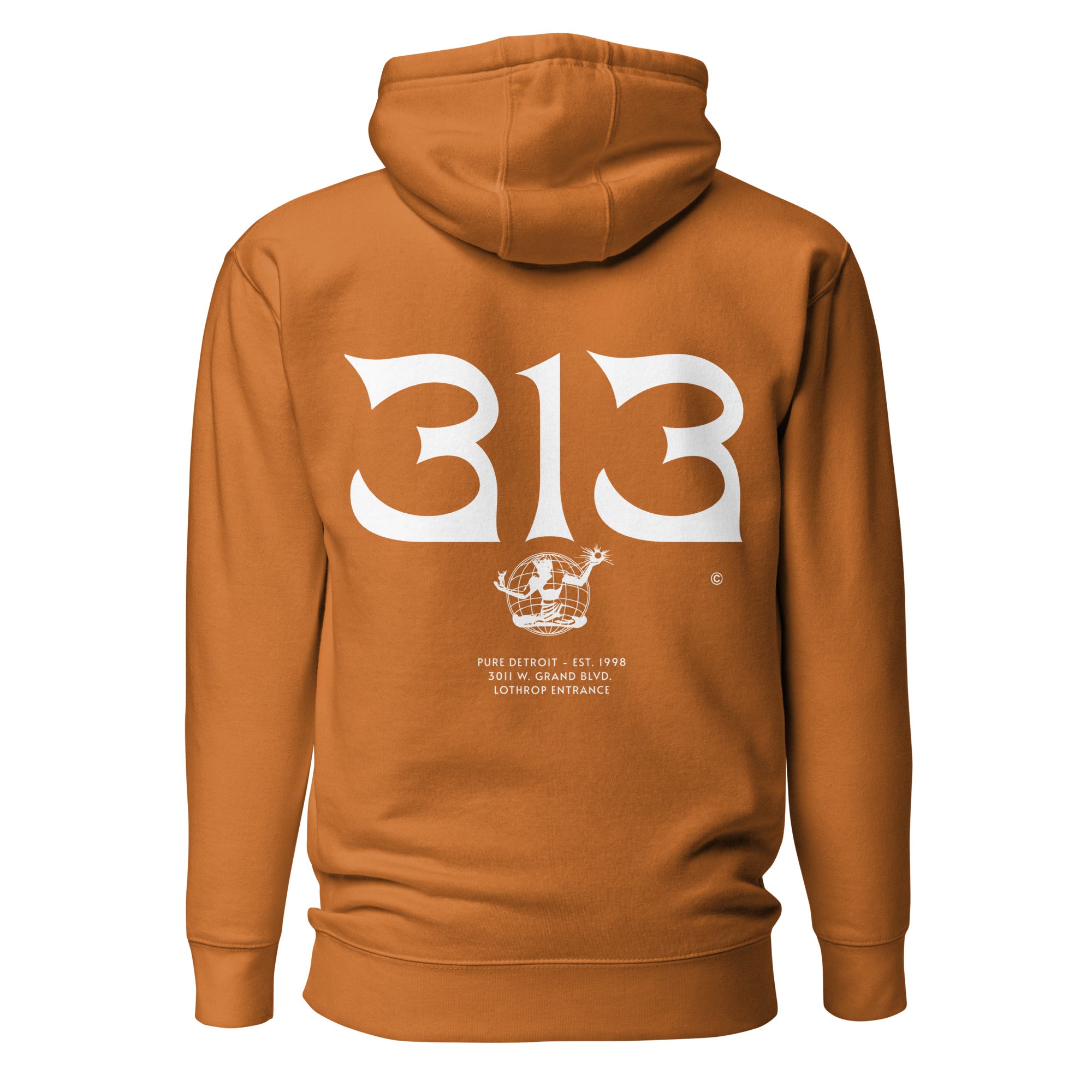 313 Nomad Premium Pullover Unisex Hoodie - Back Print - Adobe / White pullover hoodie