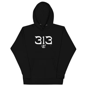 313 Nomad Premium Pullover Unisex Hoodie - Black / White pullover hoodie