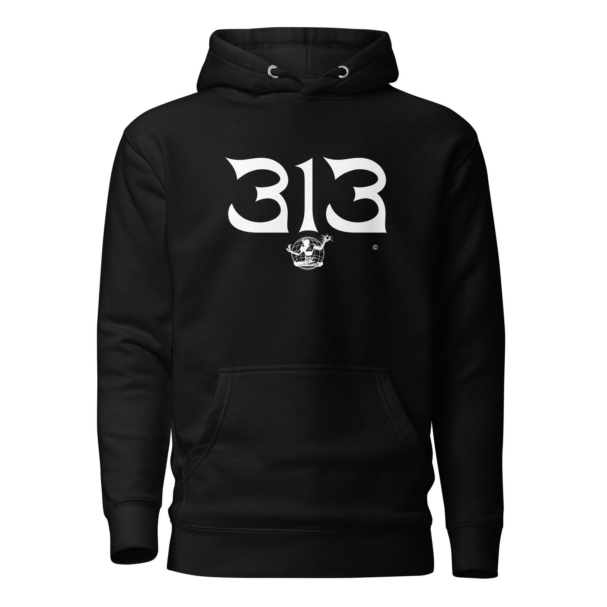 313 Nomad Premium Pullover Unisex Hoodie - Black / White pullover hoodie