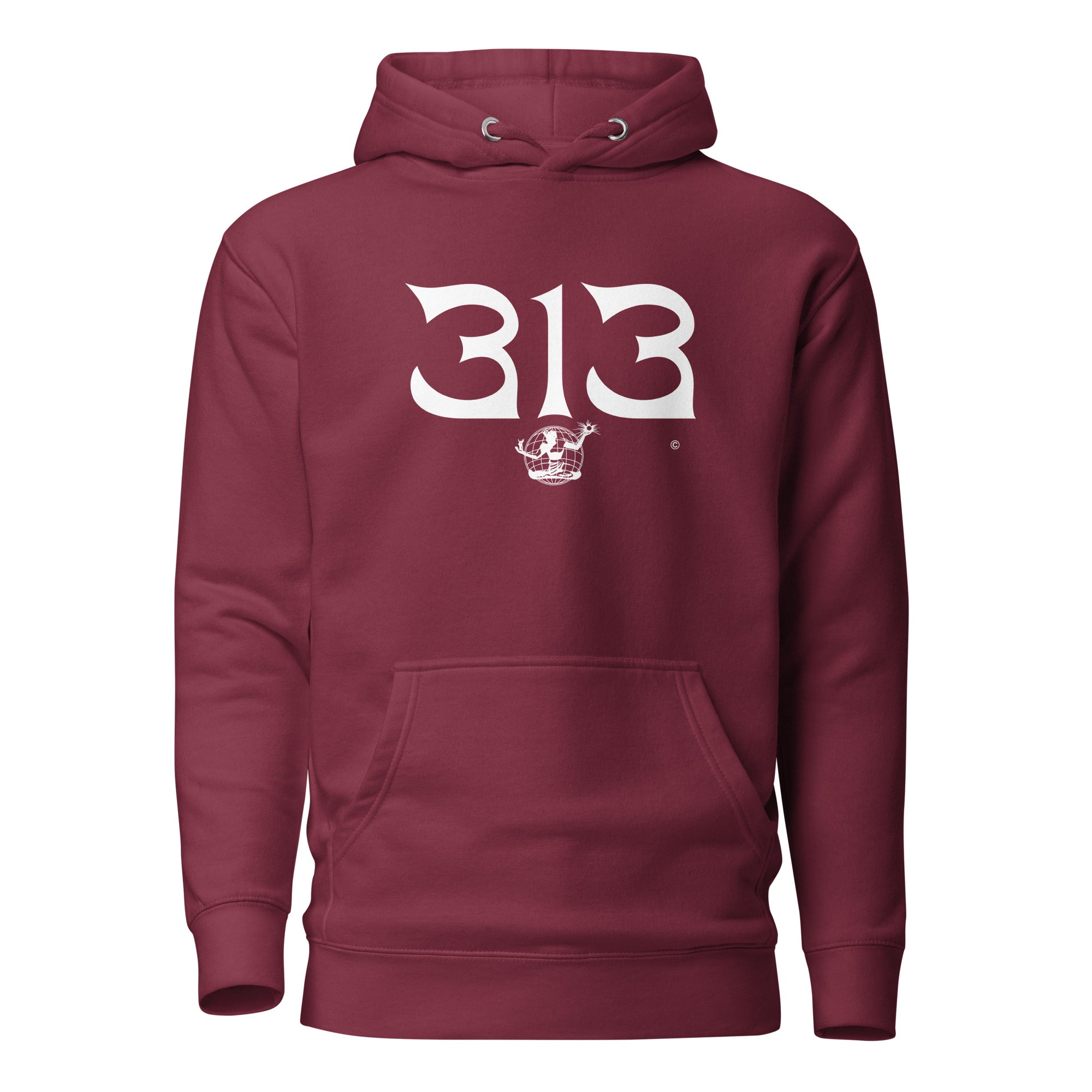313 Nomad Premium Pullover Unisex Hoodie - Maroon / White pullover hoodie