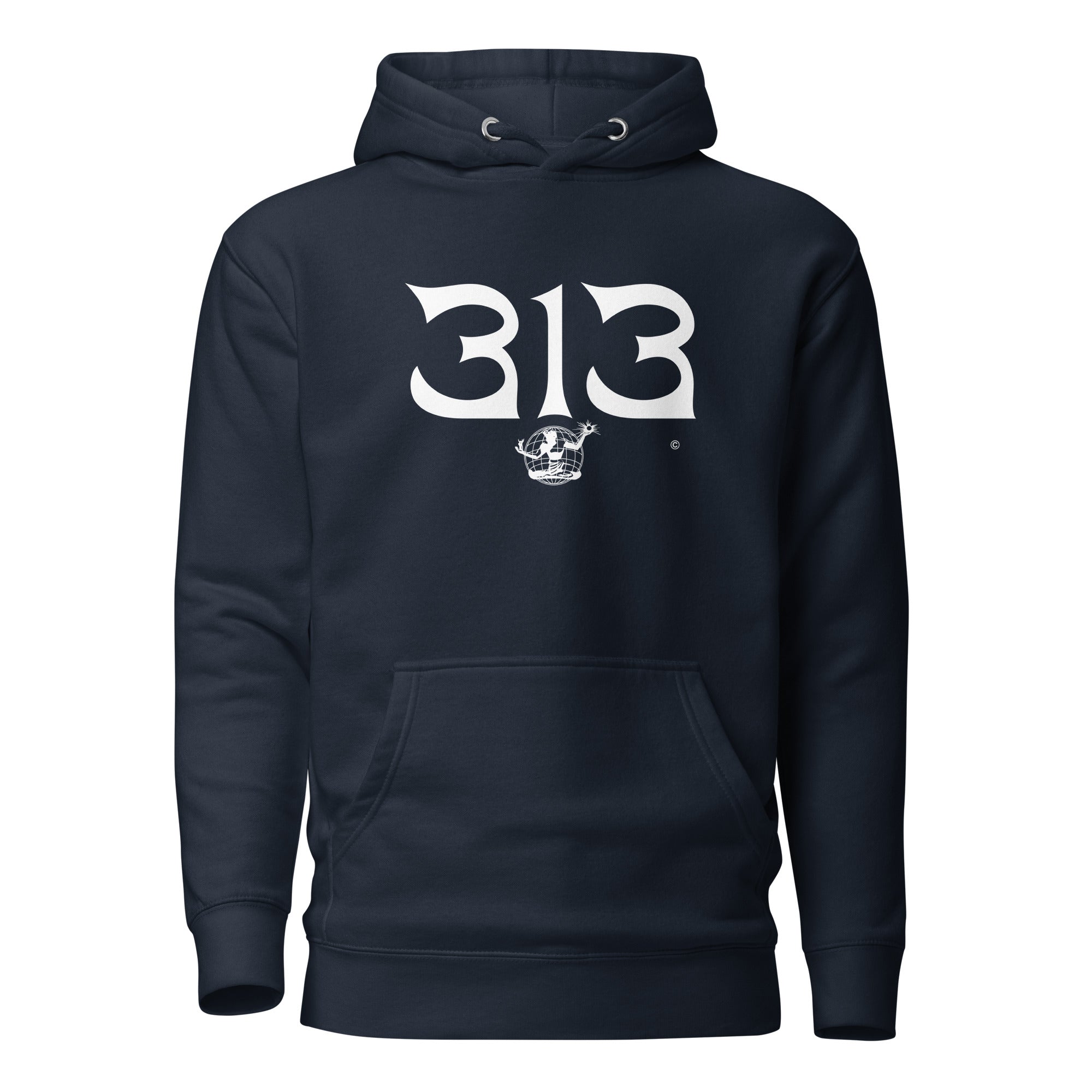 313 Nomad Premium Pullover Unisex Hoodie - Navy / White pullover hoodie