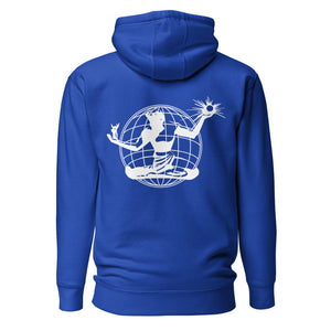 Spirit of Detroit Worldwide Premium Unisex Hoodie - Back Print - Royal / White pullover hoodie S