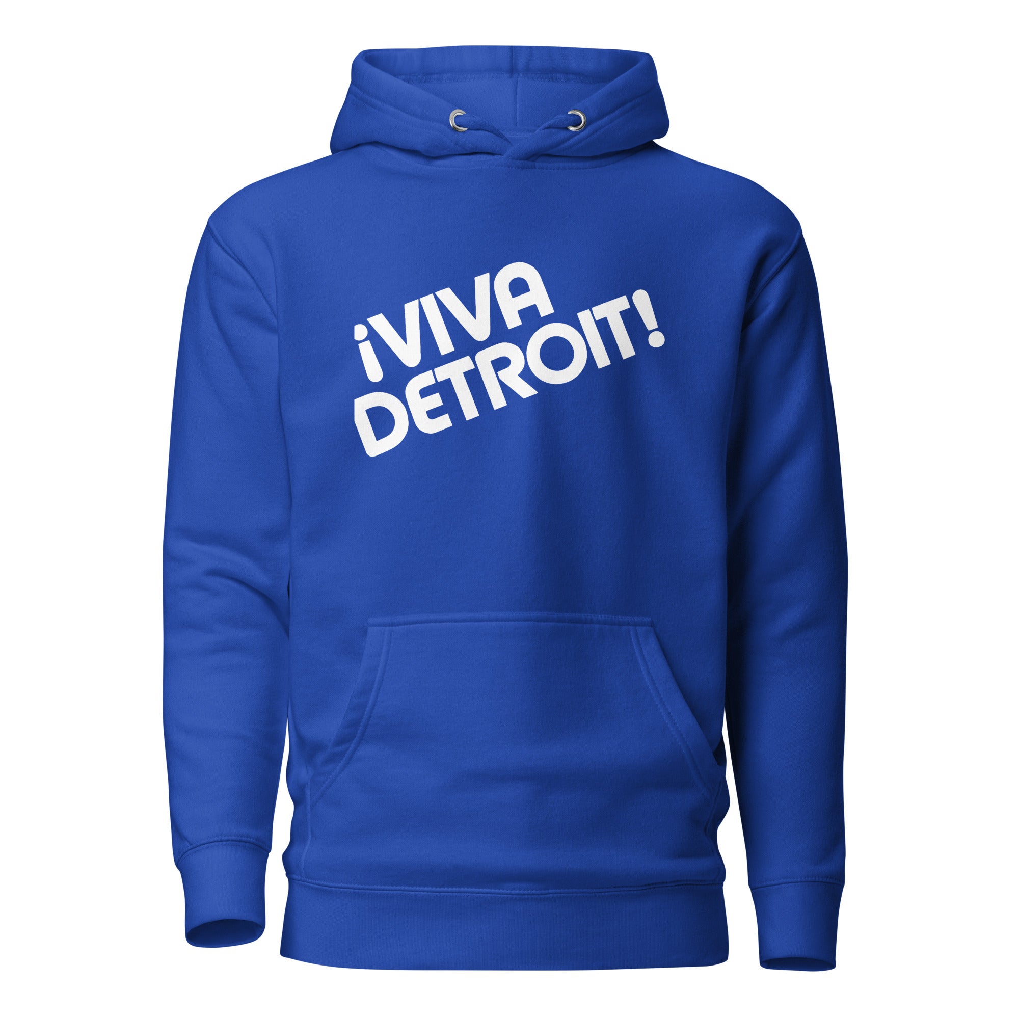 ¡Viva Detroit! Premium Pullover Unisex Hoodie - Royal / White - Pure Detroit