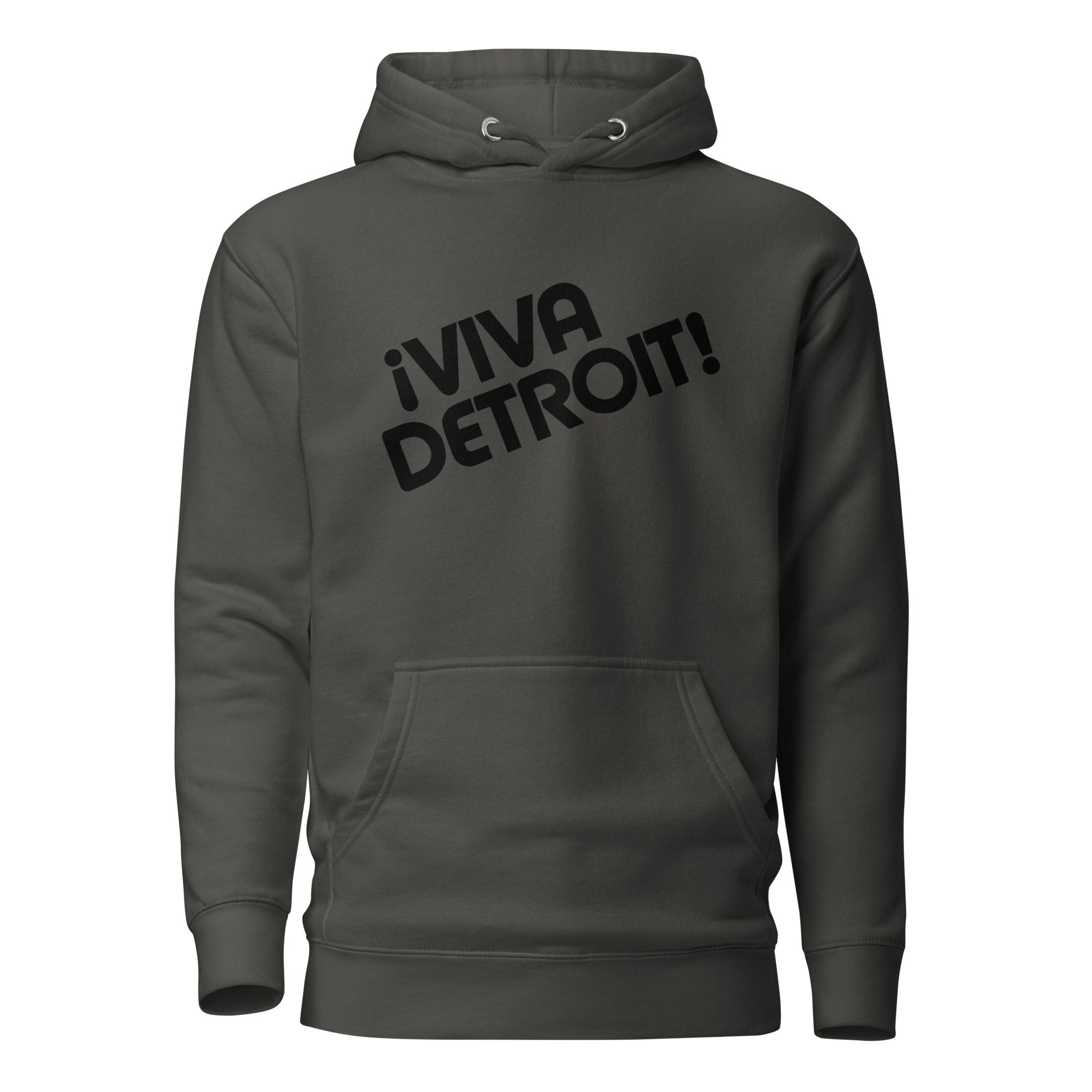¡Viva Detroit! Premium Pullover Unisex Hoodie - Vintage Black / Black - Pure Detroit