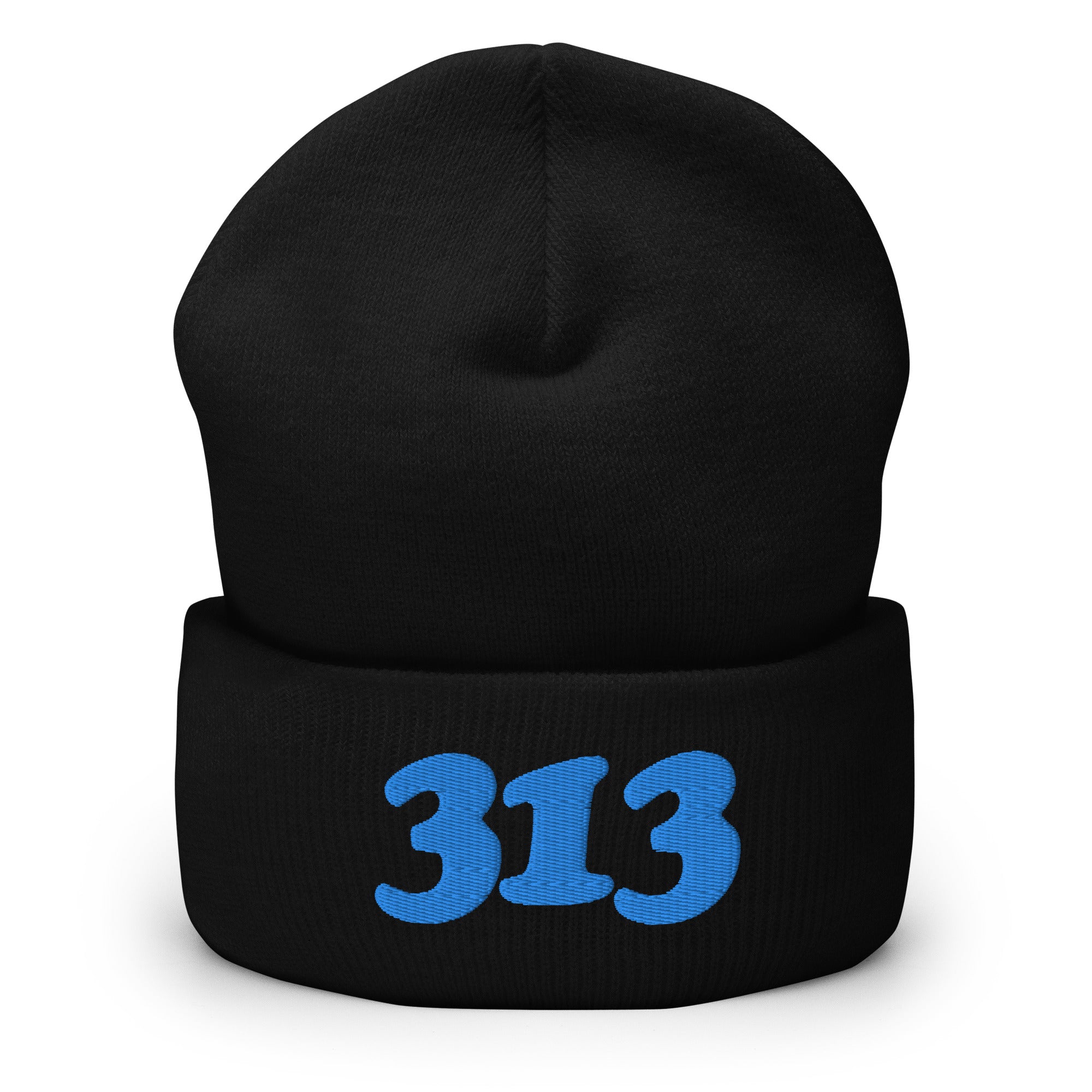 Boota 313 313 Embroidered Cuffed Beanie - Black / Blue - Pure Detroit