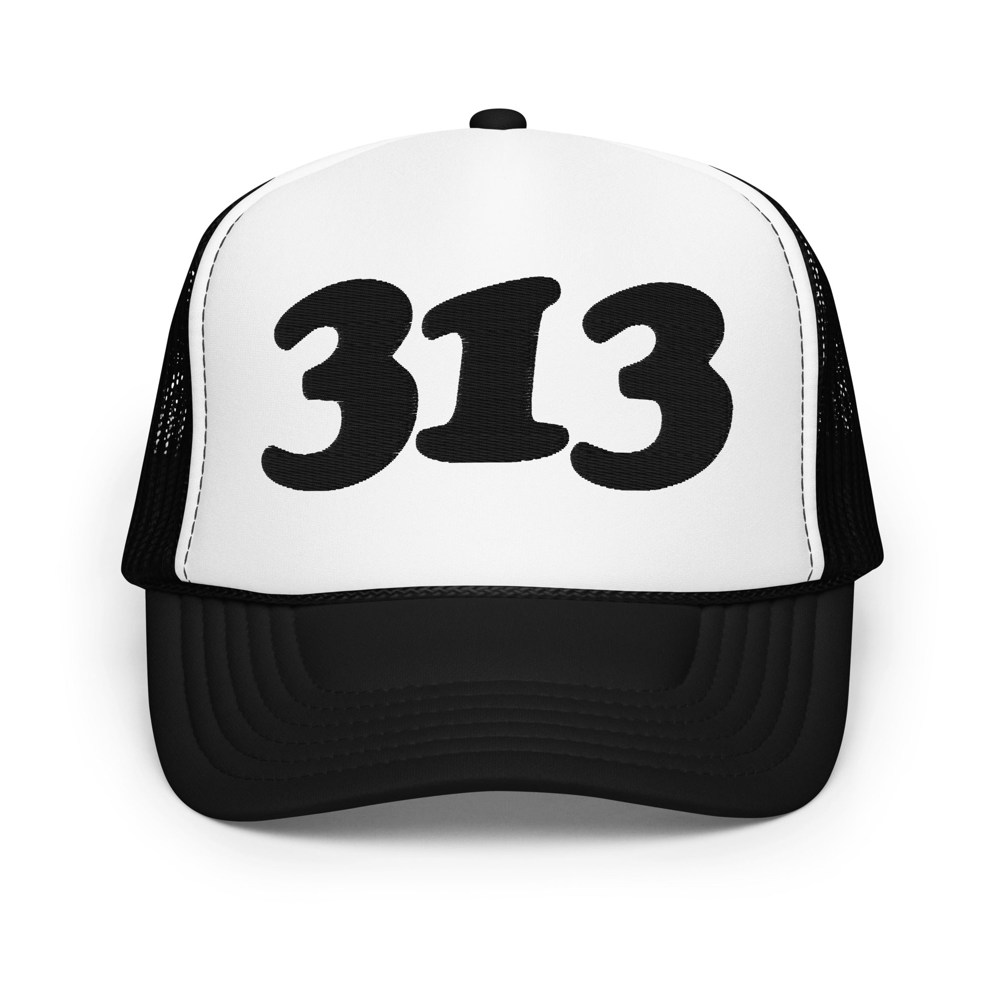 313 Foam Trucker Hat - Embroidered - Black / White  Default Title  