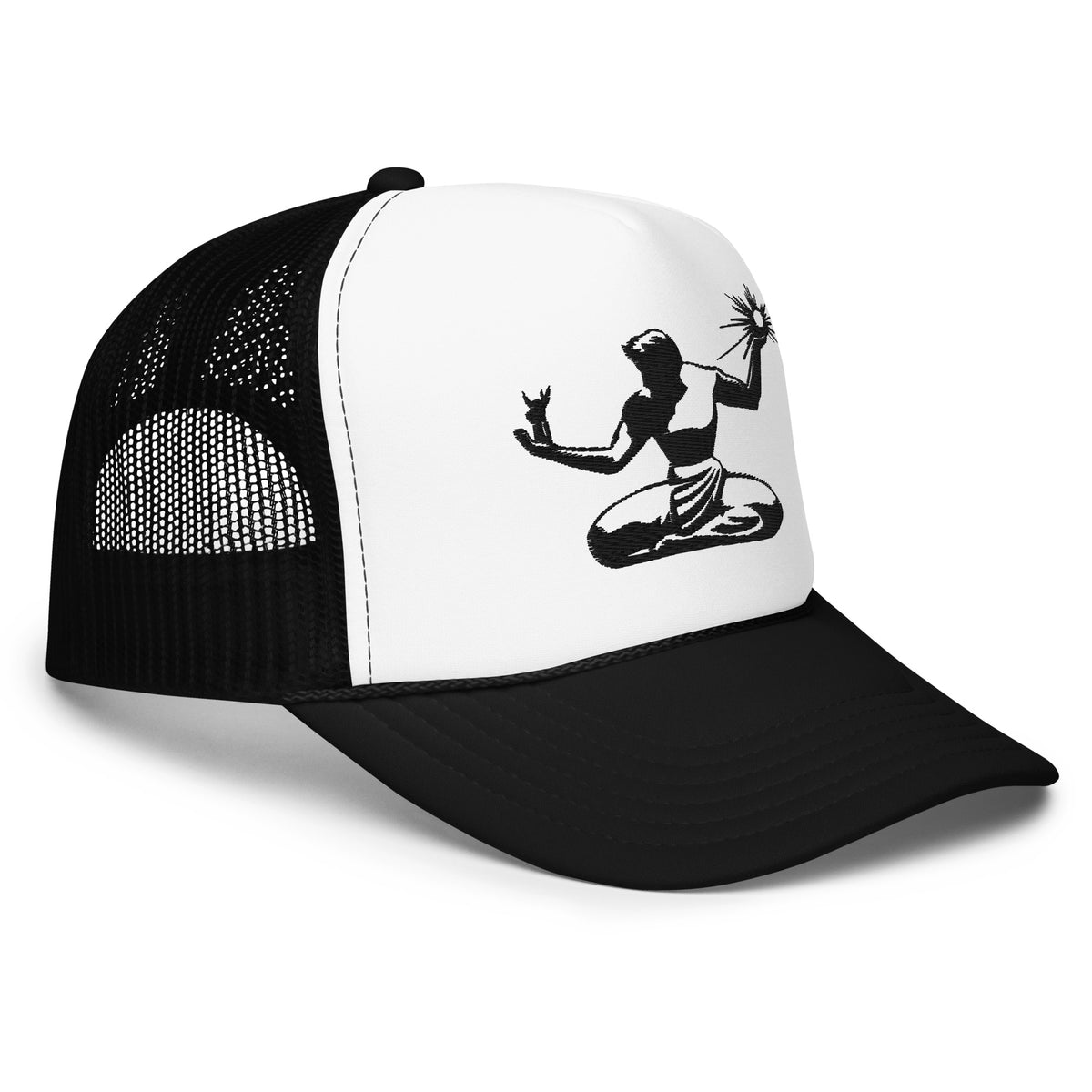Spirit of Detroit Foam Trucker Hat - Embroidered - Black / White    
