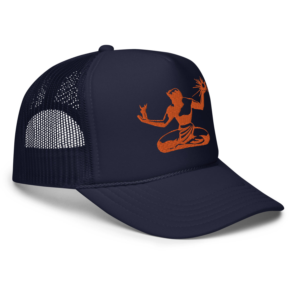 Spirit of Detroit Foam Trucker Hat - Embroidered - Orange / Navy    