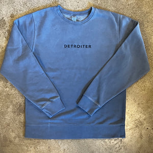 Detroiter Crew Neck - Embroidered /  White + Slate / Unisex sweatshirt   