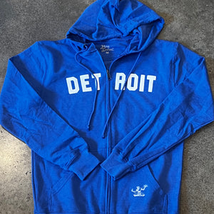 Detroit Classic Tri-Blend Zip Hoodie / White + Blue / Unisex Unisex Apparel   