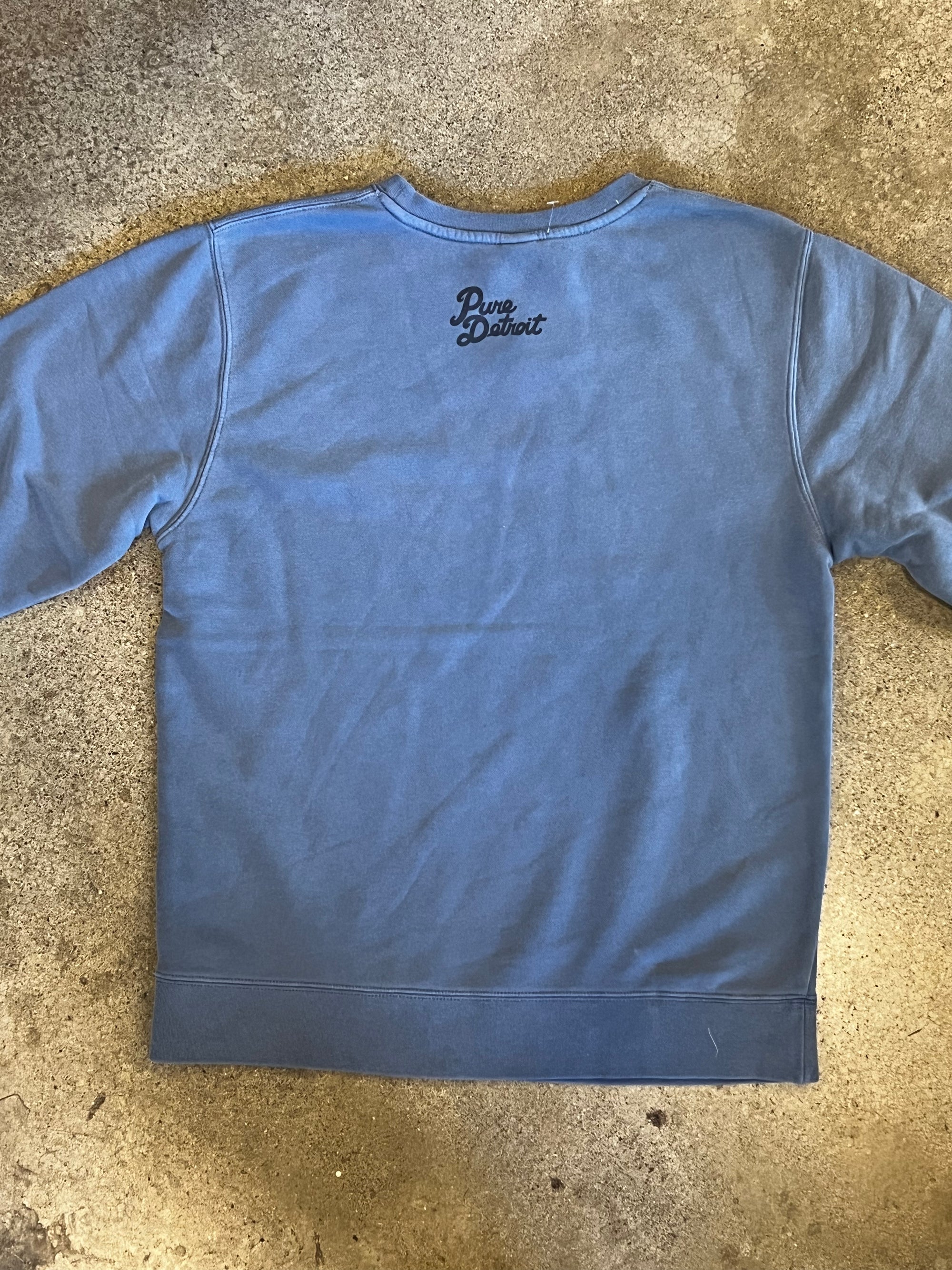 Detroiter Crew Neck - Embroidered /  White + Slate / Unisex sweatshirt   