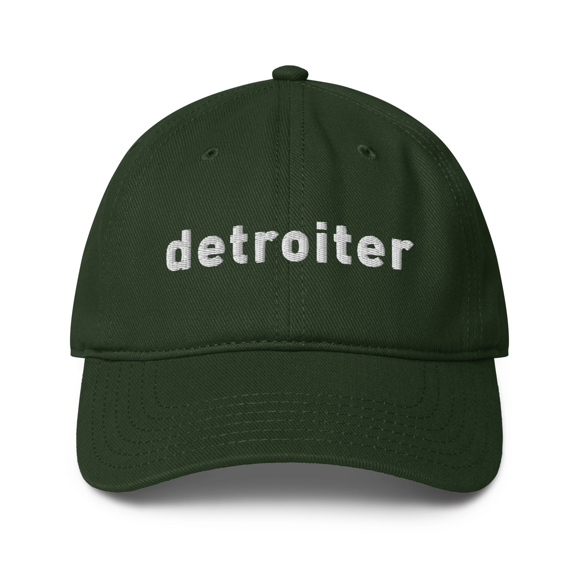 Detroiter Embroidered Low - profile Dad Hat - Dark Green / White - Pure Detroit