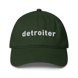 Detroiter Embroidered Low - profile Dad Hat - Dark Green / White - Pure Detroit