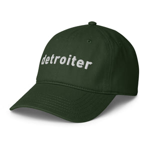 Detroiter Embroidered Low - profile Dad Hat - Dark Green / White - Pure Detroit