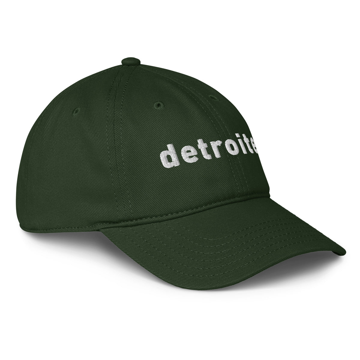 Detroiter Embroidered Low - profile Dad Hat - Dark Green / White - Pure Detroit