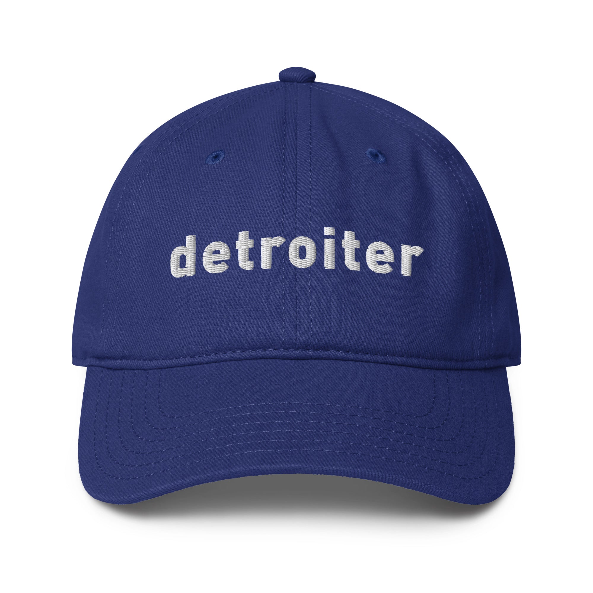 Detroiter Embroidered Low - profile Dad Hat - Royal / White - Pure Detroit