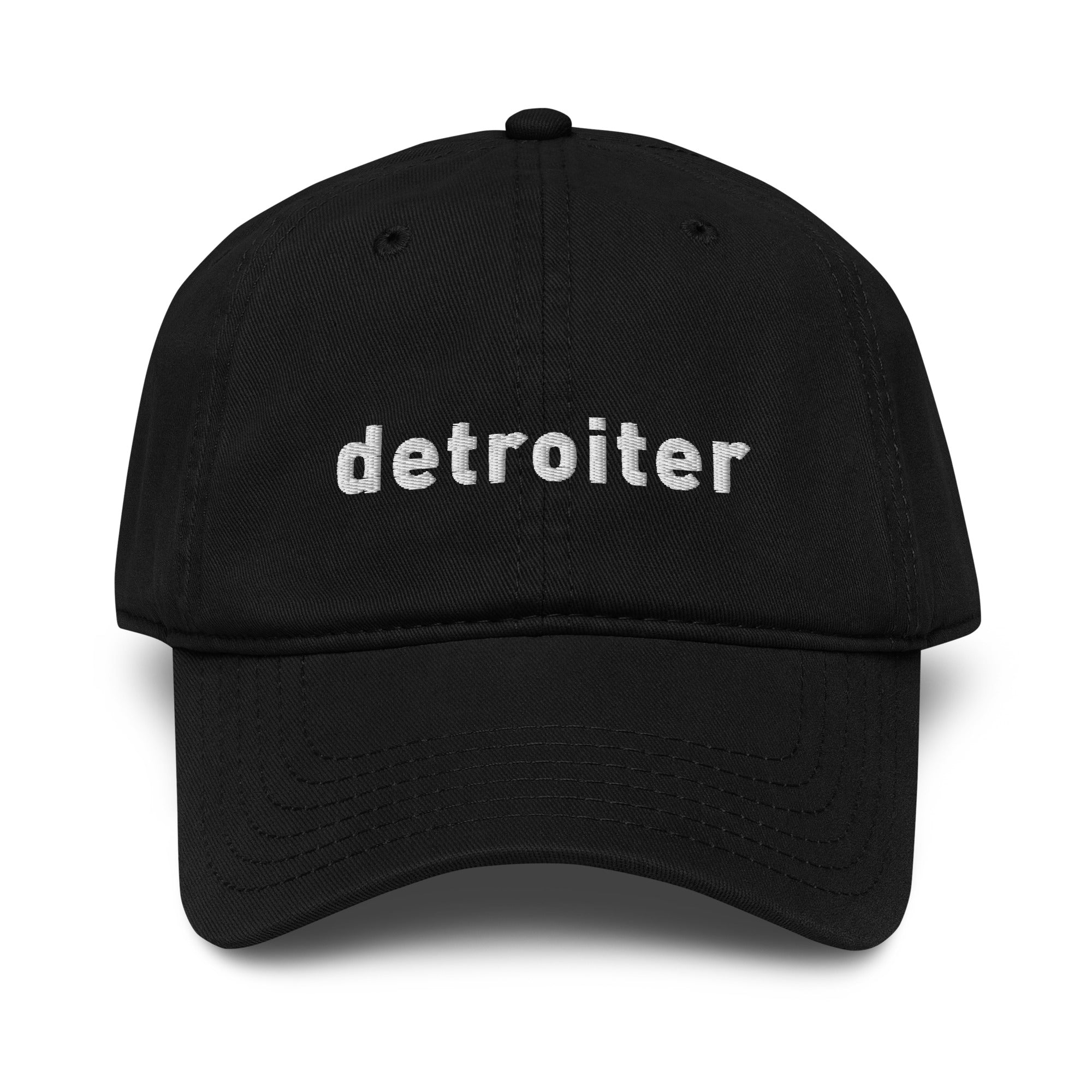 Detroiter Embroidered Garment Washed Dad Hat - Black / White - Pure Detroit