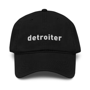 Detroiter Embroidered Garment Washed Dad Hat - Black / White - Pure Detroit