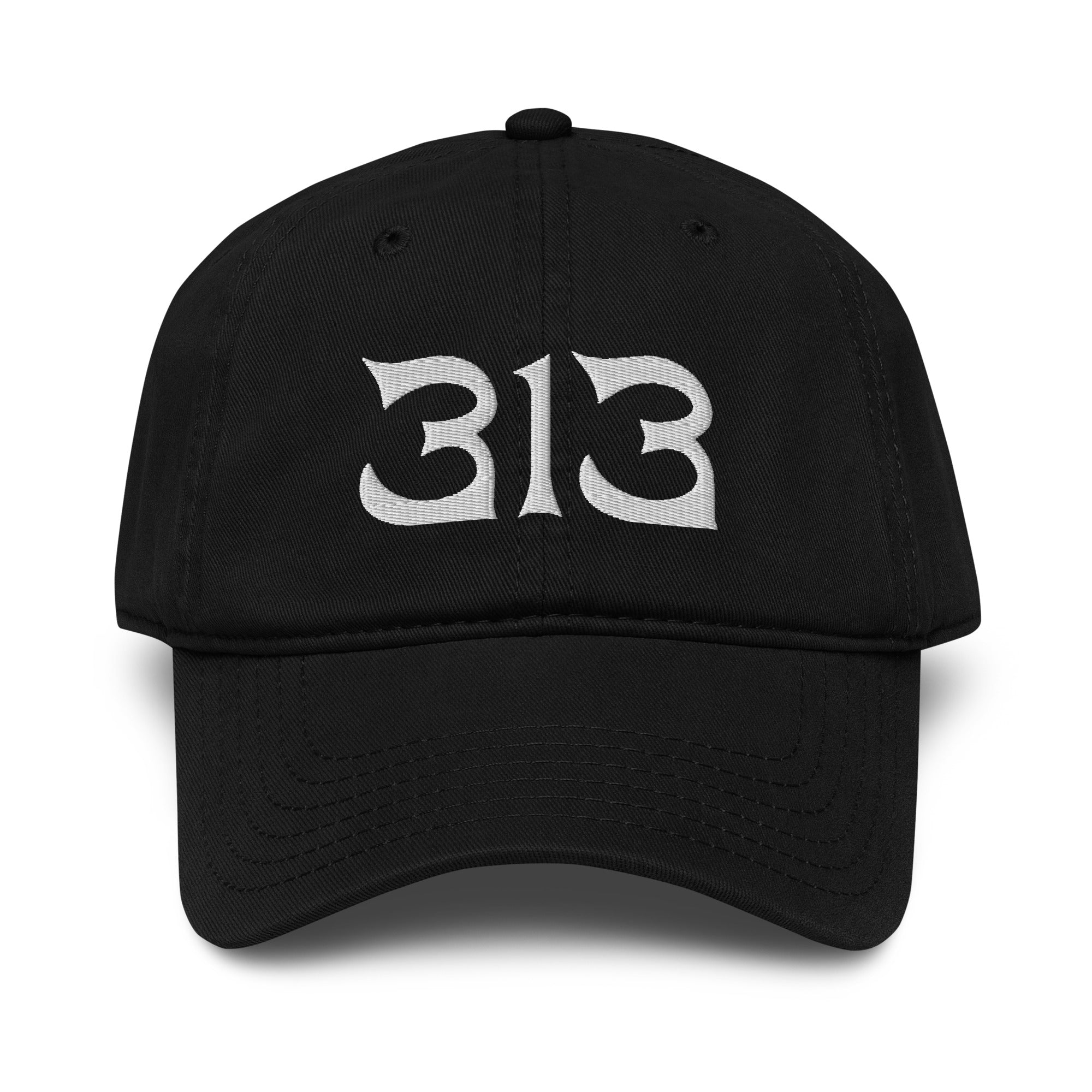 313 Nomad Embroidered Garment Washed Baseball Cap - Black / White Cap Default Title