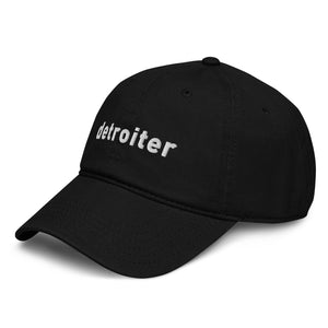 Detroiter Embroidered Garment Washed Dad Hat - Black / White - Pure Detroit