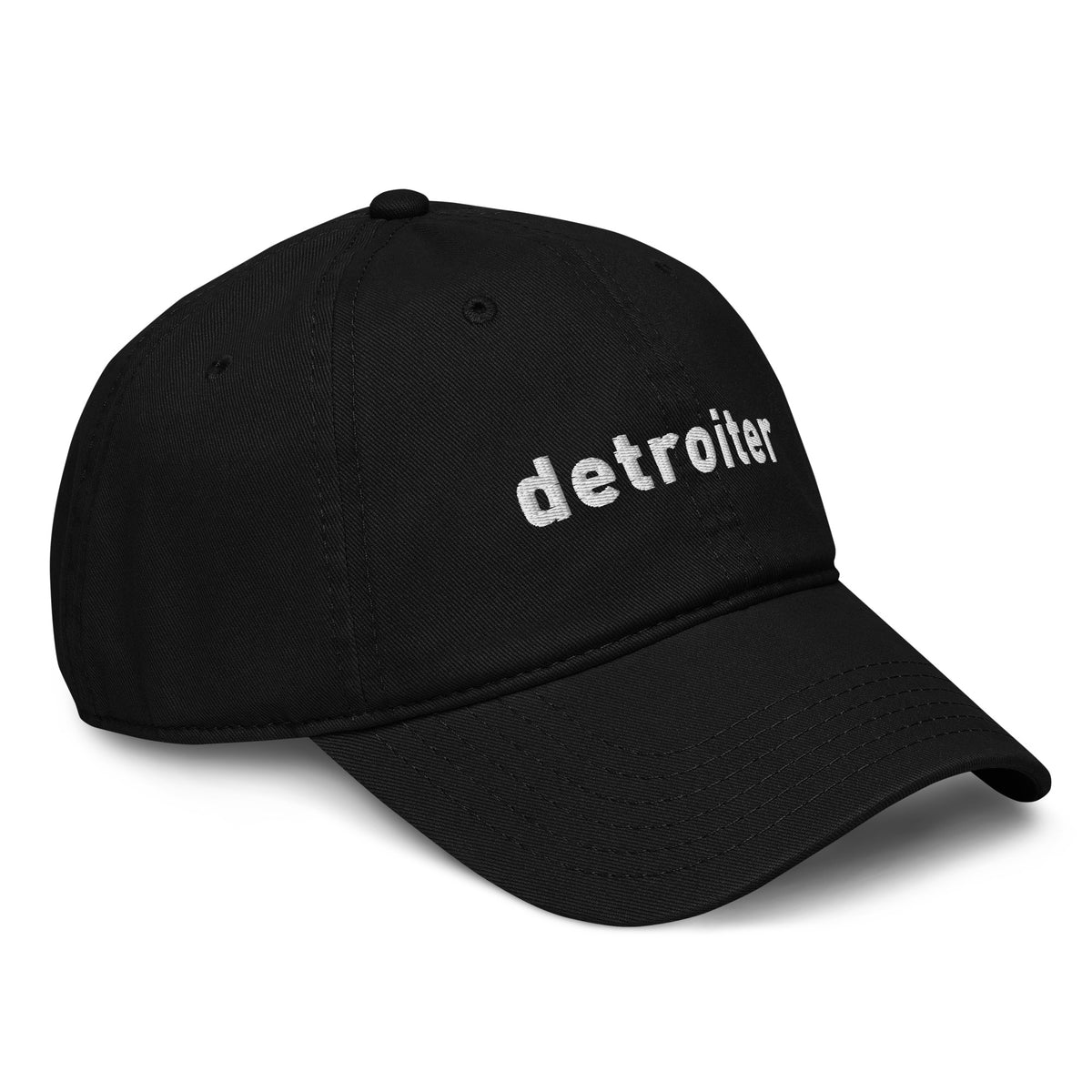 Detroiter Embroidered Garment Washed Dad Hat - Black / White - Pure Detroit