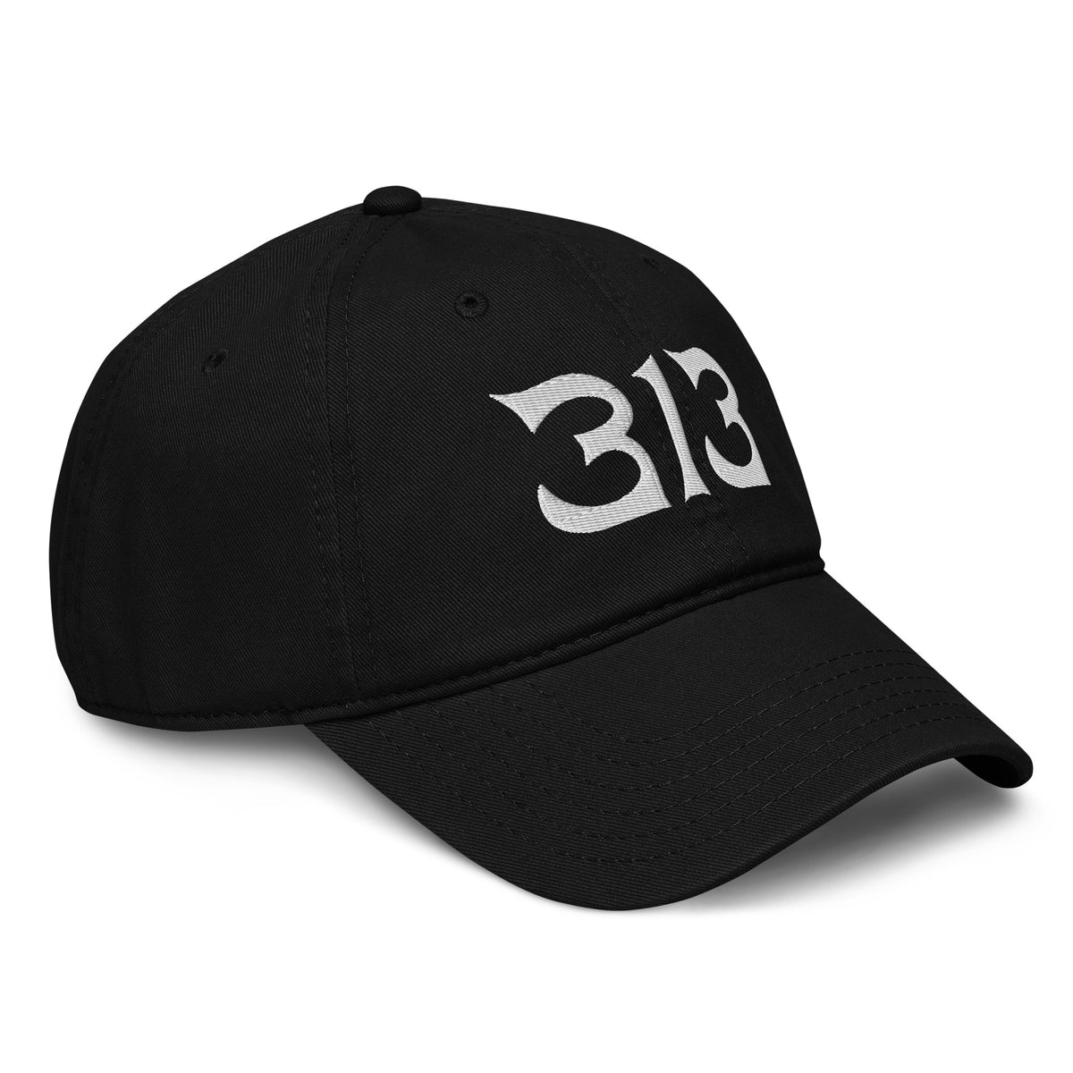 313 Nomad Embroidered Garment Washed Baseball Cap - Black / White Cap
