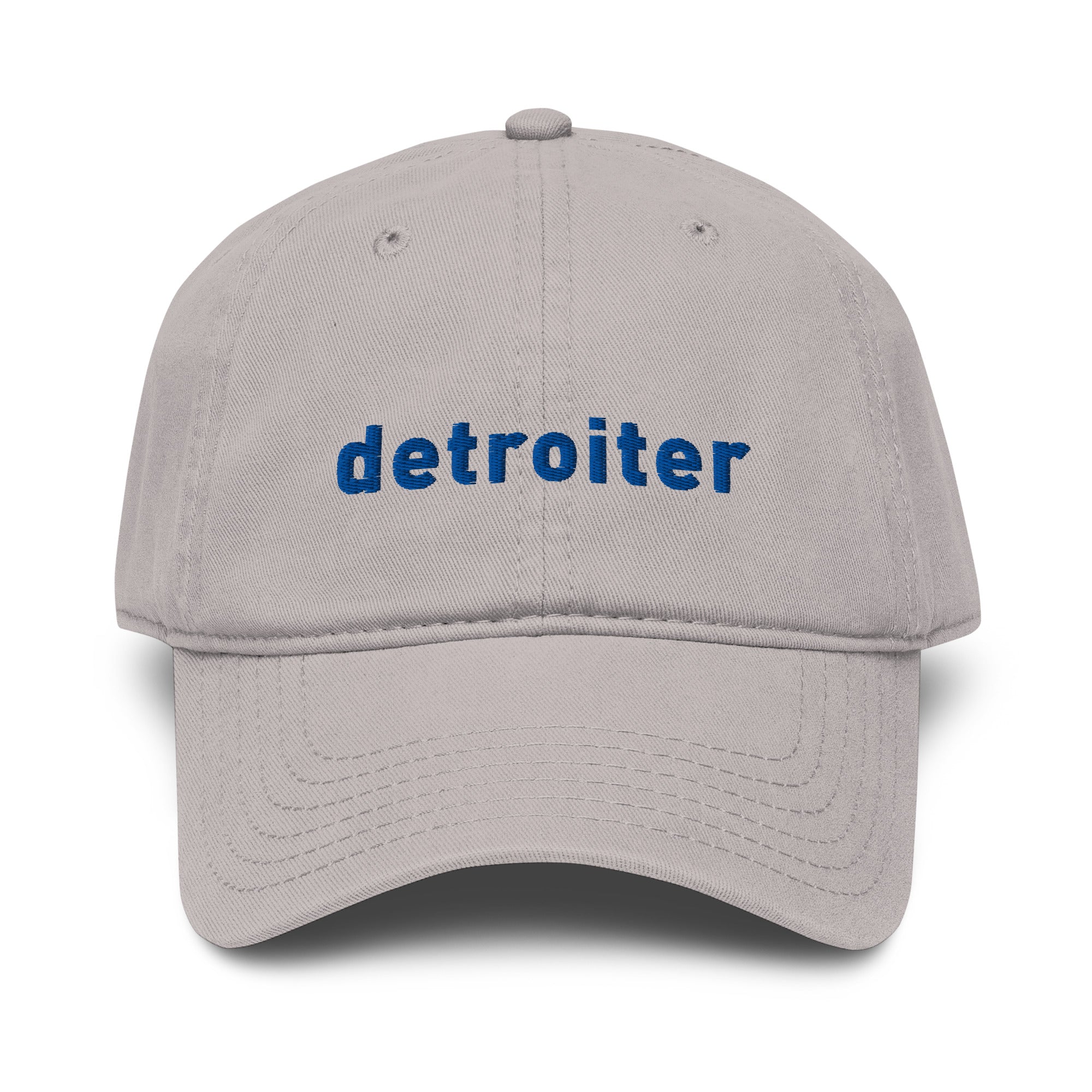 Detroiter Embroidered Garment Washed Dad Hat - Gray / Blue - Pure Detroit