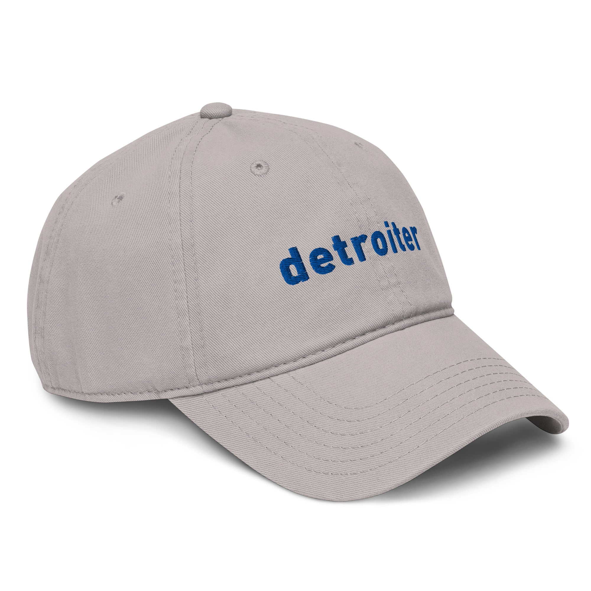Detroiter Embroidered Garment Washed Dad Hat - Gray / Blue - Pure Detroit