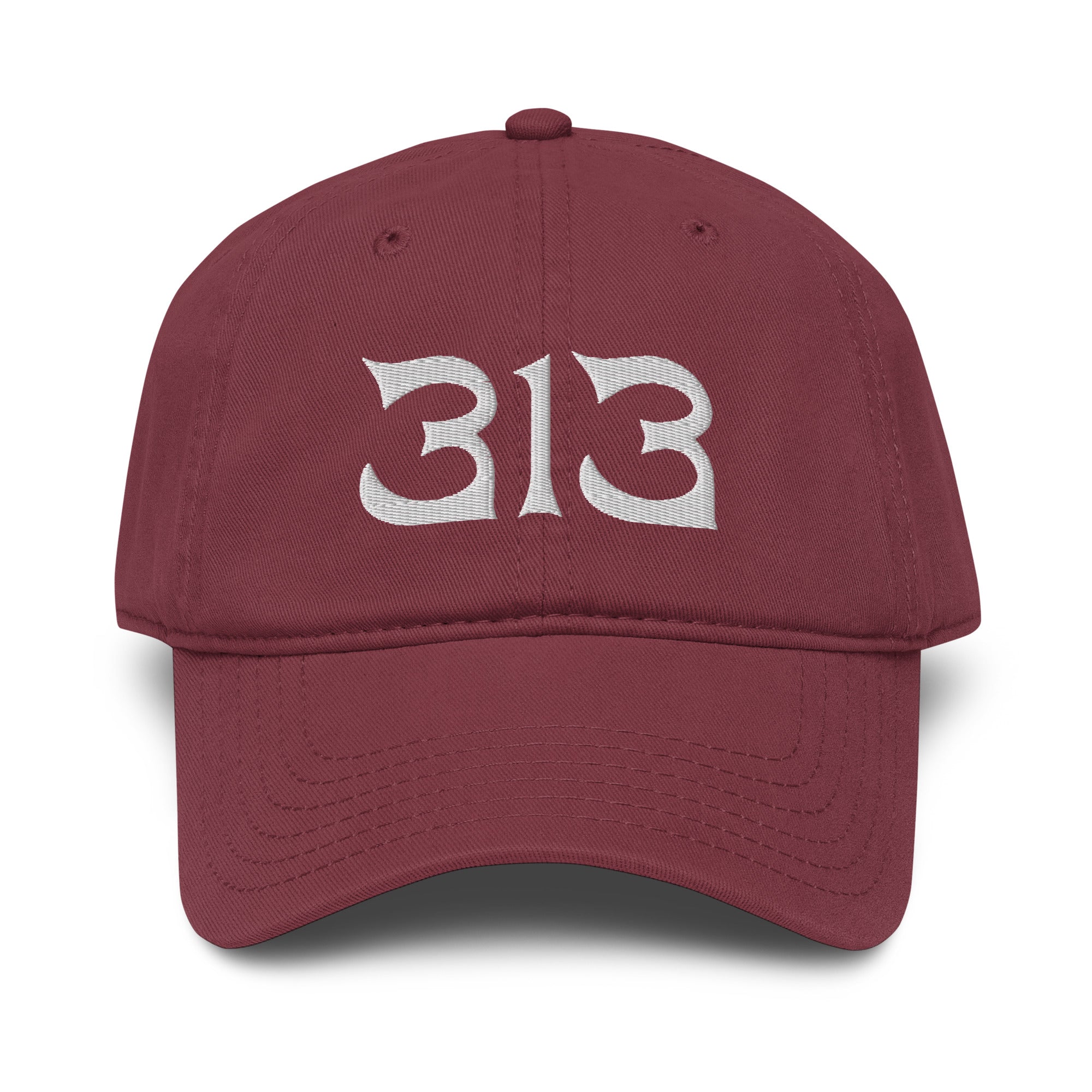 313 Nomad Embroidered Garment Washed Baseball Cap - Maroon / White cap Default Title