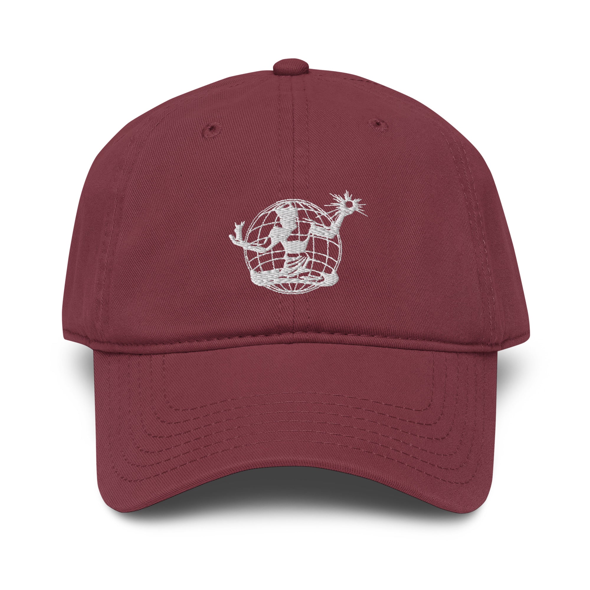 Spirit of Detroit Worldwide Garment Washed Baseball Cap - Maroon / White cap Default Title