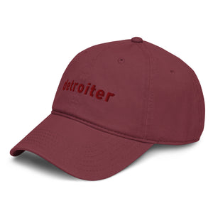 Detroiter Embroidered Garment Washed Dad Hat - Maroon / Maroon - Pure Detroit