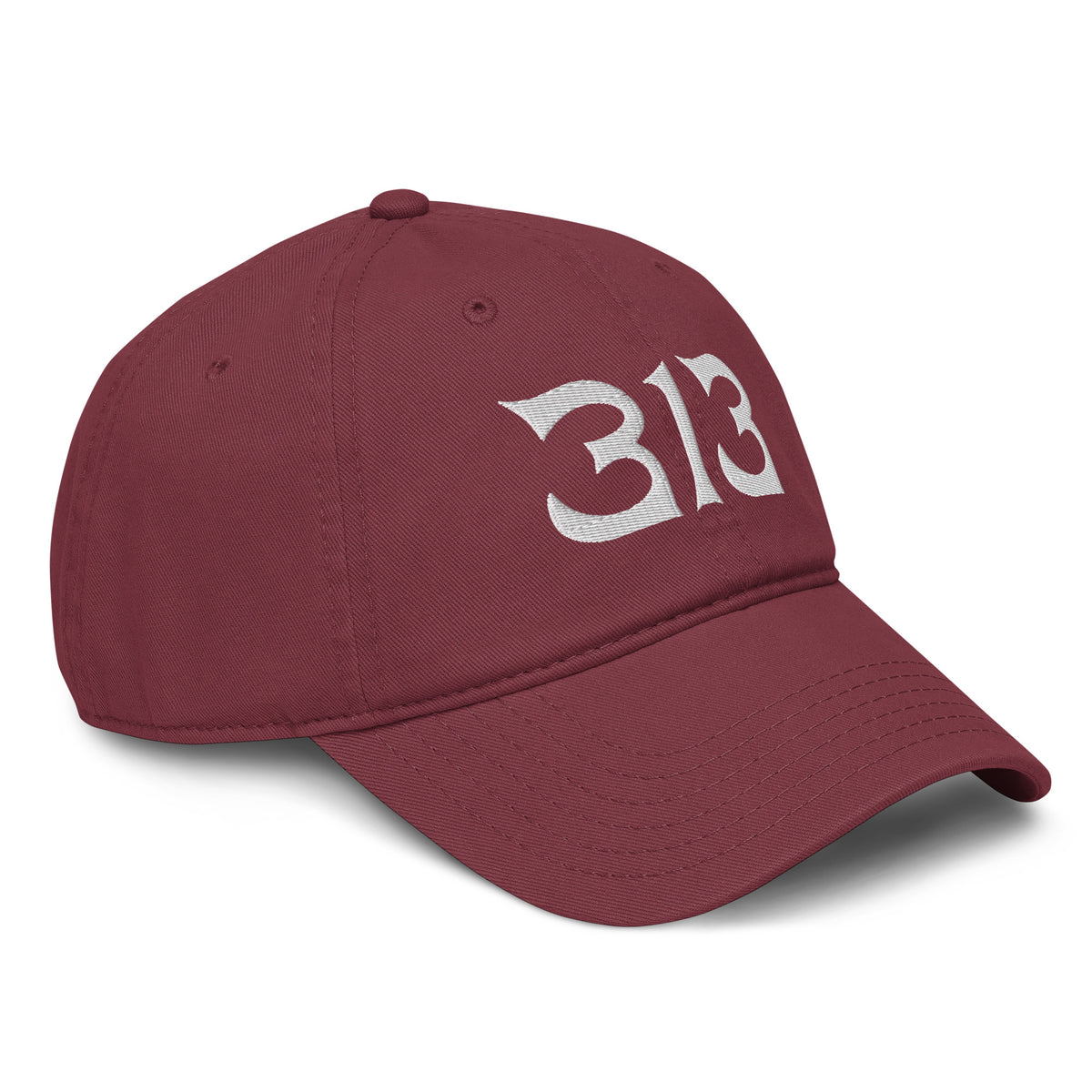 313 Nomad Embroidered Garment Washed Baseball Cap - Maroon / White cap