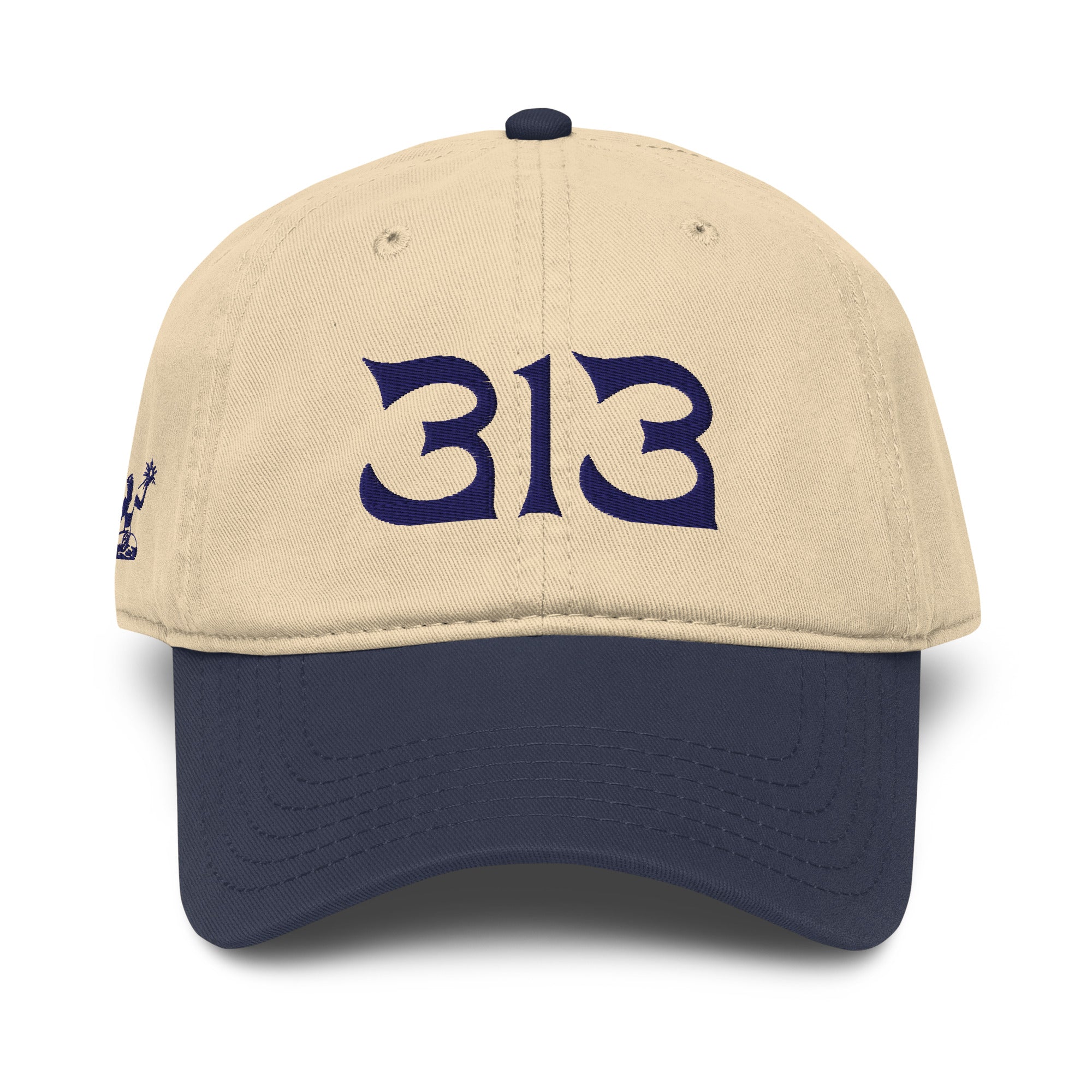 313 Nomad Embroidered Garment Washed Baseball Cap - Khaki / Navy / White Cap Default Title