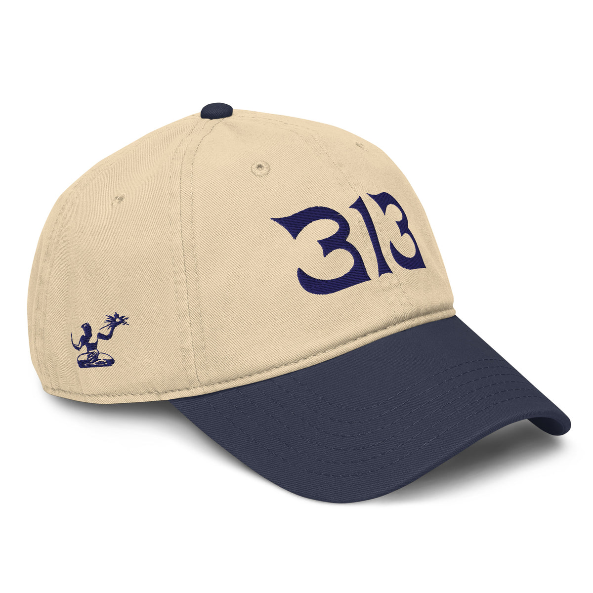 313 Nomad Embroidered Garment Washed Baseball Cap - Khaki / Navy / White Cap