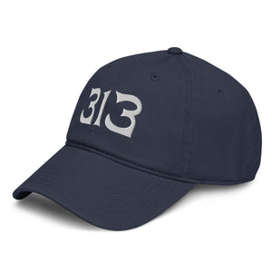 313 Nomad Embroidered Garment Washed Baseball Cap - Navy / White Cap