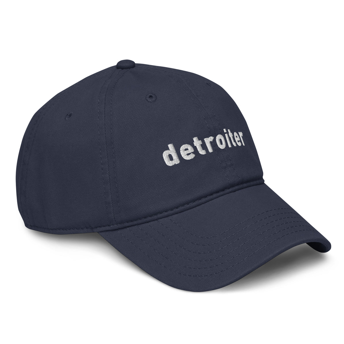 Detroiter Embroidered Garment Washed Dad Hat - Navy / White - Pure Detroit