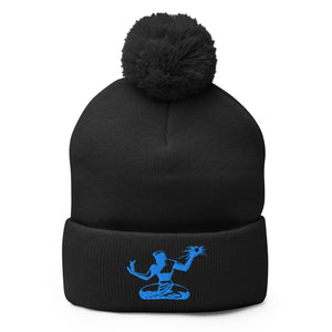 Spirit of Detroit Embroidered Pom-Pom Beanie - Black / Blue Pom Pom Beanie Default Title