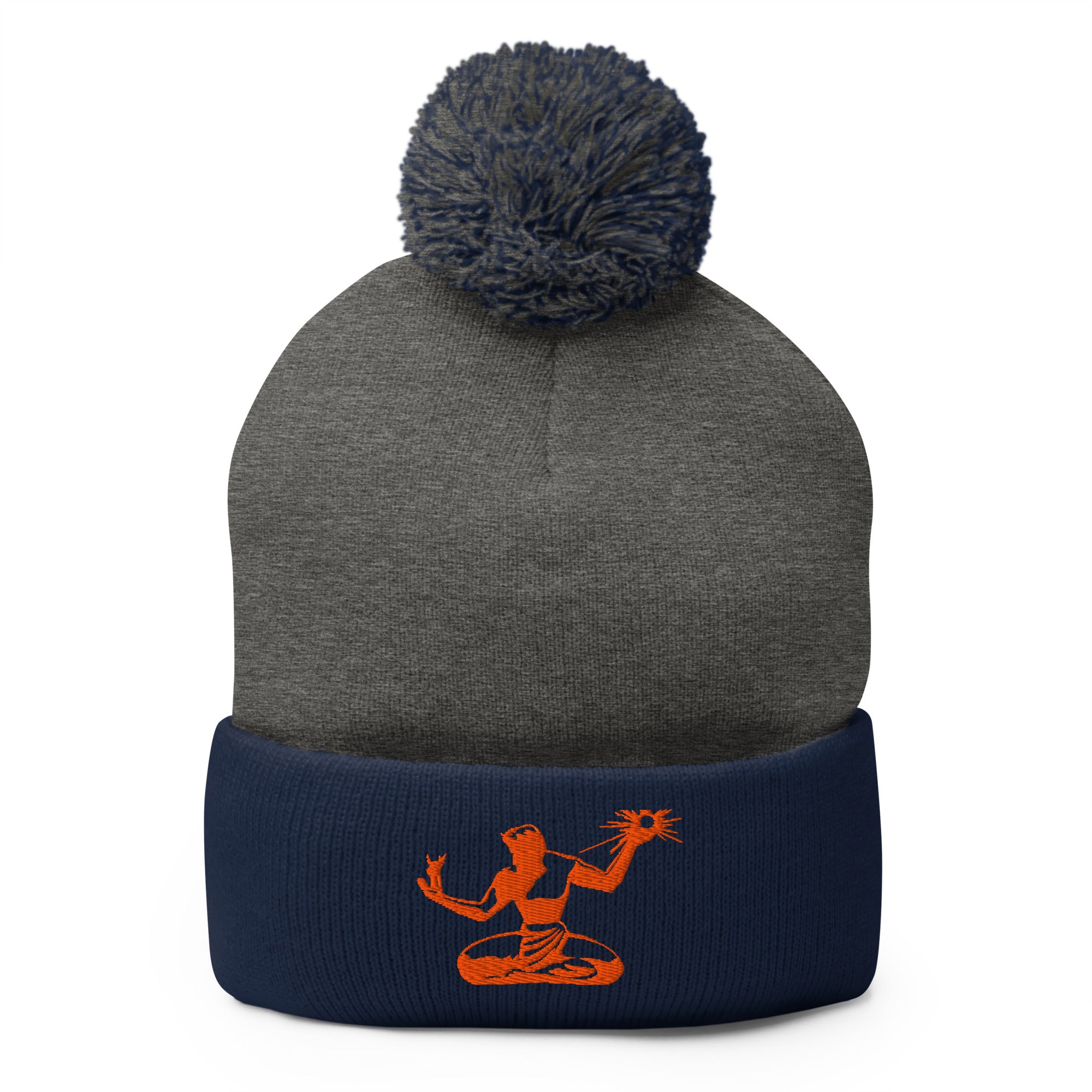 Spirit of Detroit Pom-Pom Beanie - Navy / Gray / Orange Pom Pom Beanie Default Title